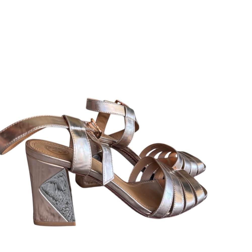 Tory Burch Metallic Strappy Heels Size 8.5 - Picture 4 of 16